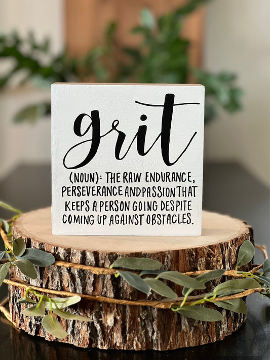 Grit Definition Sign | Hand Lettered Motivational Art