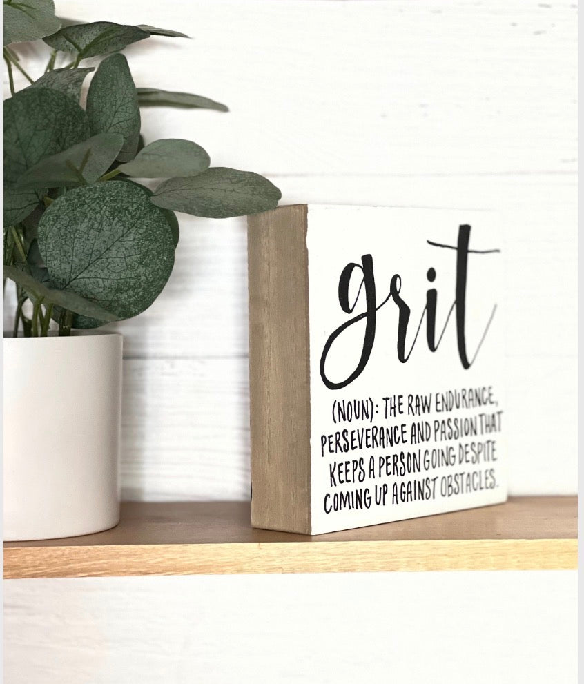 Grit Definition Sign | Hand Lettered Motivational Art