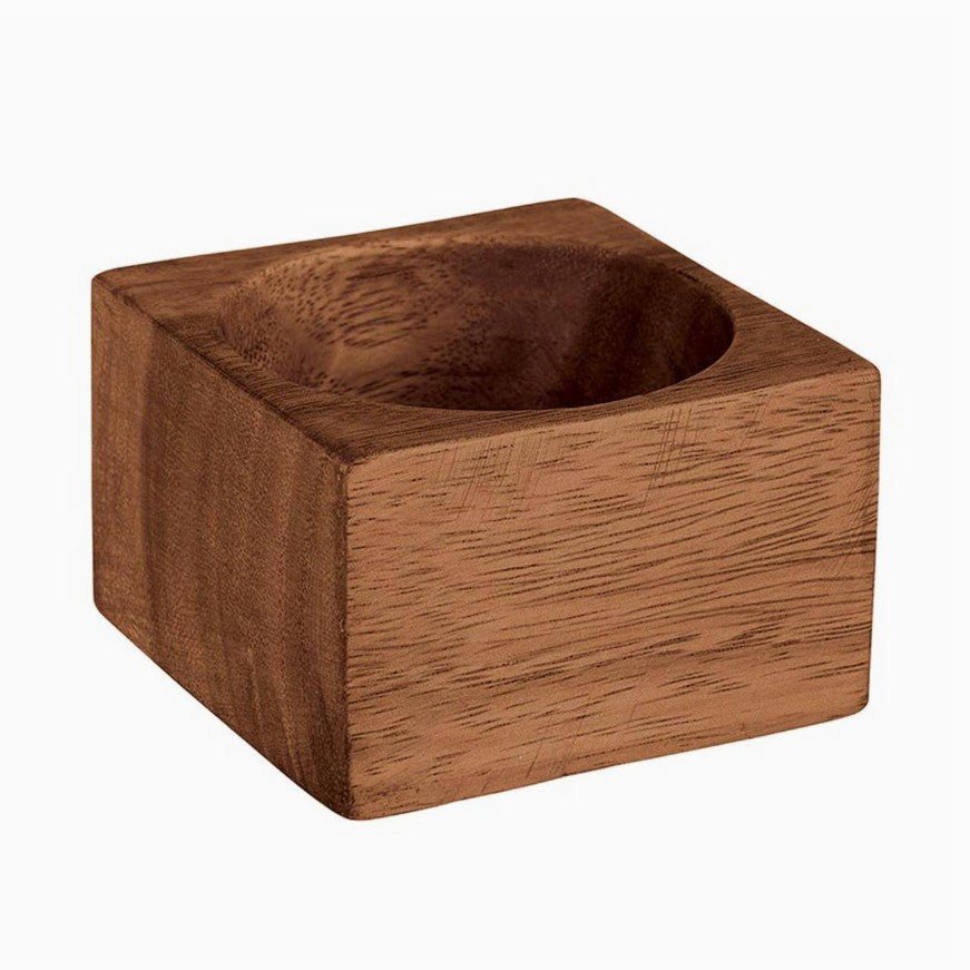 Acacia Wood Salt Cellar | Wooden Pinch Bowl | Gourmet Salt Bowl | Finishing Salt Dish | Kitchen Serving Bowl